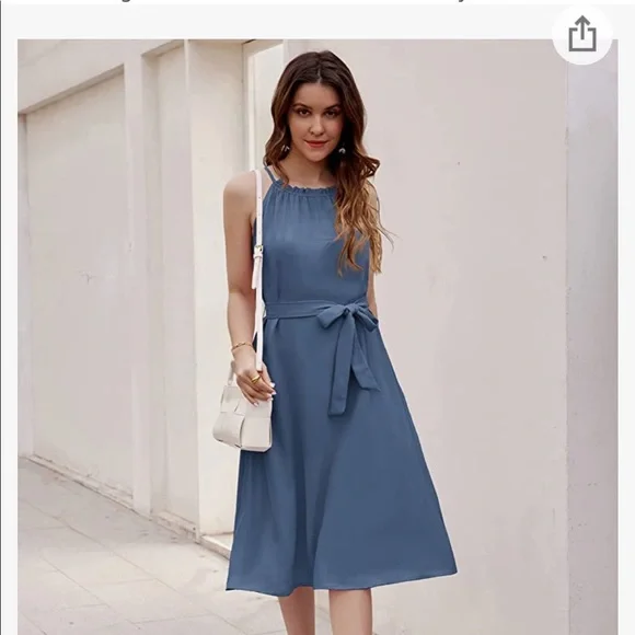 Like New Powder/Dusty Blue Casual Summer Dress - Picture 3 of 9